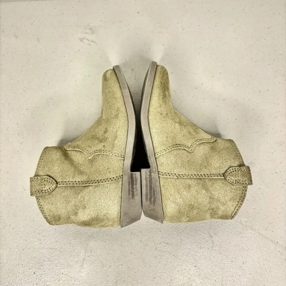 Old Navy Olive Faux Suede Side Zip Western Ankle Bootie Toddler‎ Size 7